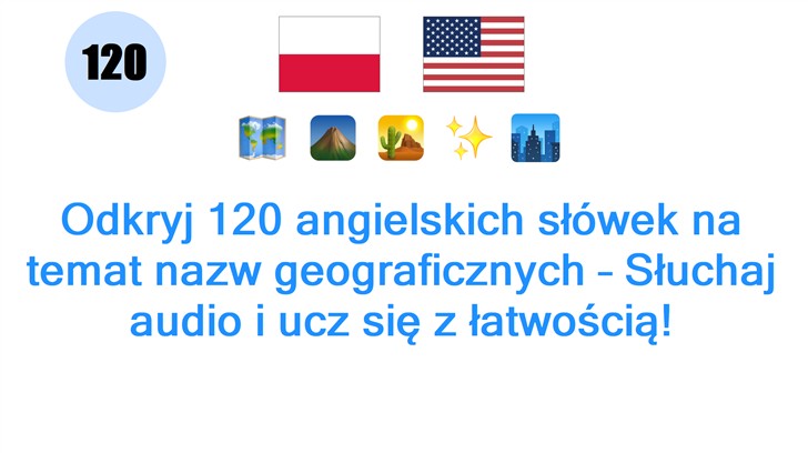 Odkryj 120 angielskich słówek na temat nazw geograficznych – Słuchaj audio i ucz się z łatwością!